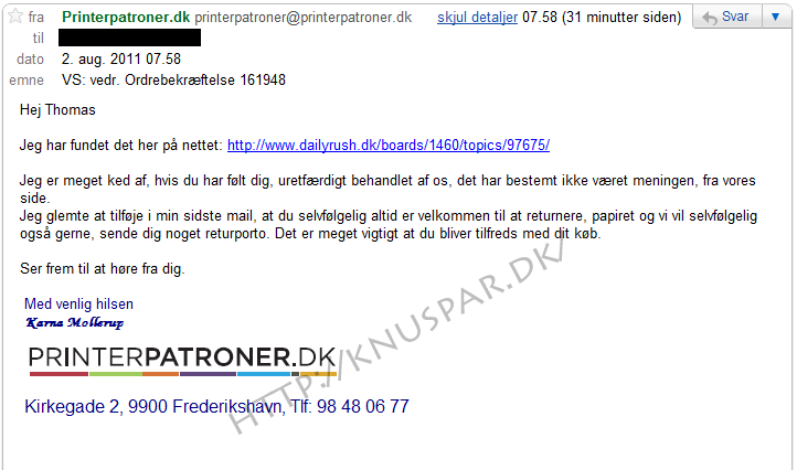 Mail 2 fra printerpatroner.dk